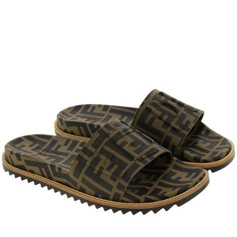 fendi brown rubber sandals